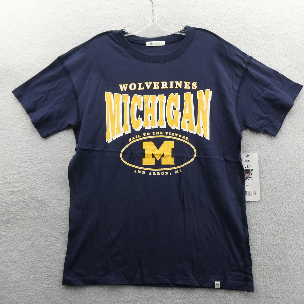 '47 Brand Shirt Women Small Michigan Wolverines Navy Blue Relaxed Cotton Blend